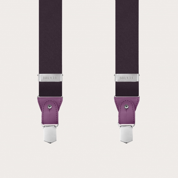 Formal Y-shape men suspenders in tubular silk borgogna