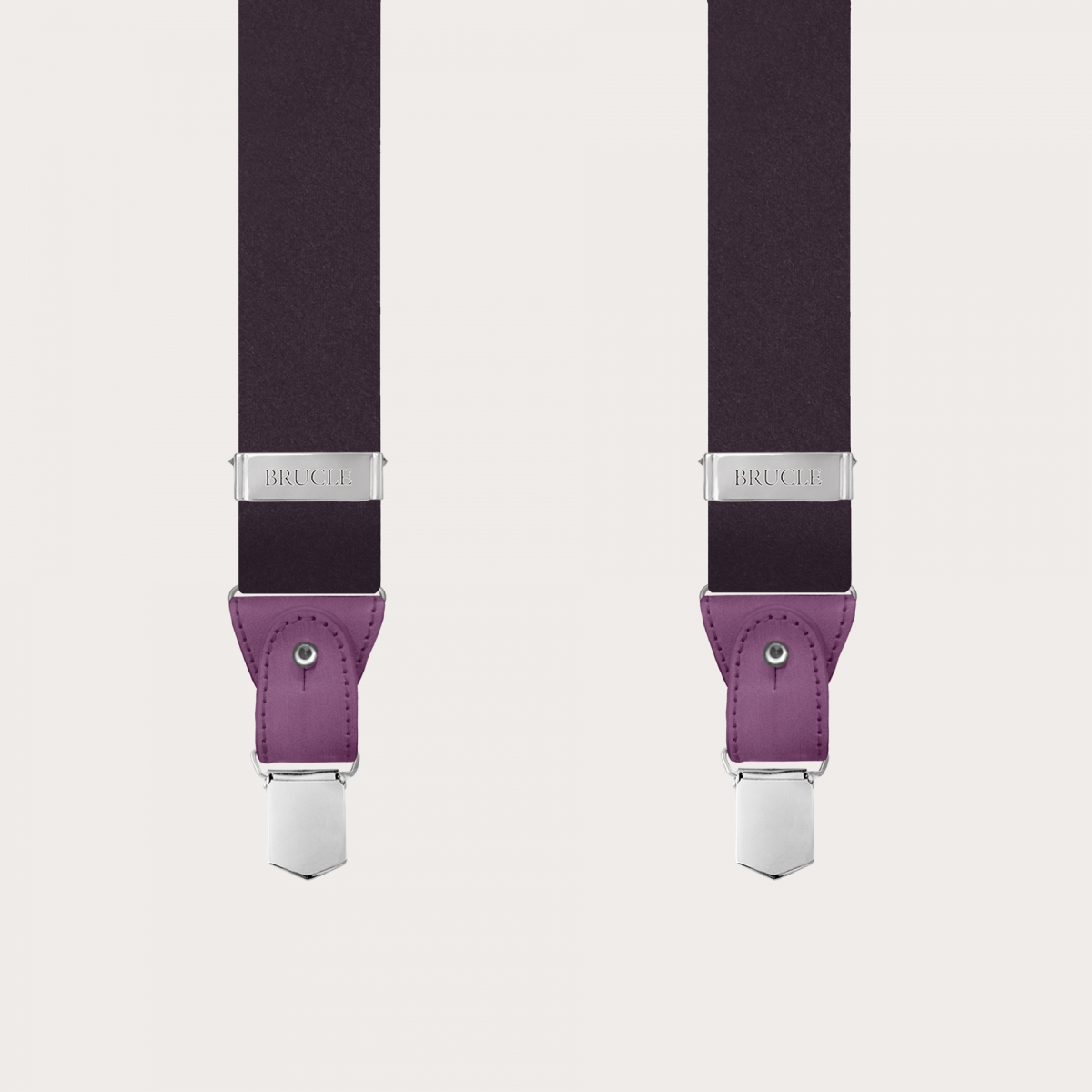 Formal Y-shape men suspenders in tubular silk borgogna