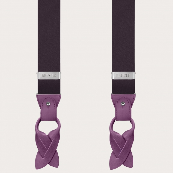 Formal Y-shape men suspenders in tubular silk borgogna