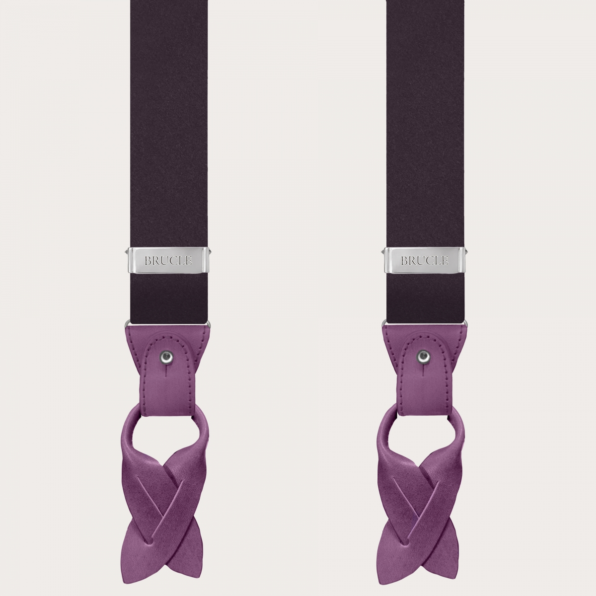 Formal Y-shape men suspenders in tubular silk borgogna