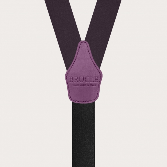 Formal Y-shape men suspenders in tubular silk borgogna