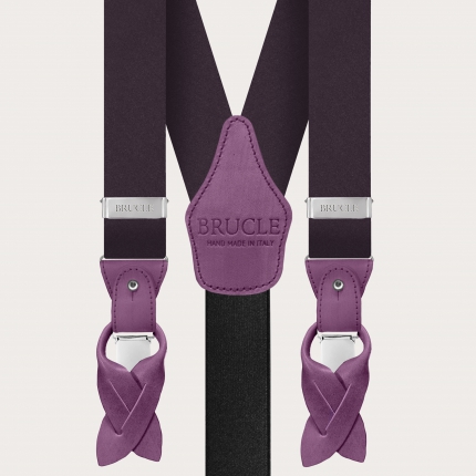 Formal Y-shape men suspenders in tubular silk borgogna
