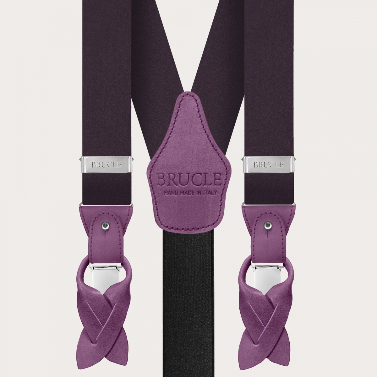 Formal Y-shape men suspenders in tubular silk borgogna