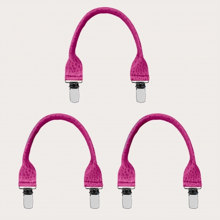 Juego de 3 conectores de cuero con pinzas para tirantes, rosa ciclamen