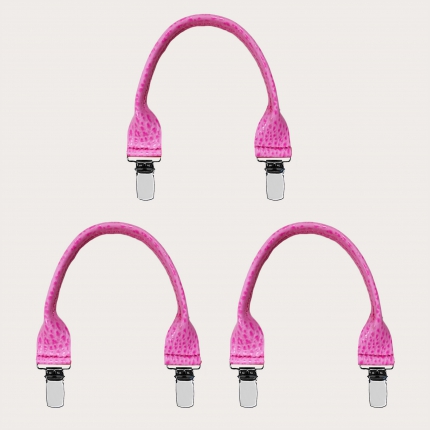 Set di 3 baffi in cuoio con clip per bretelle color rosa