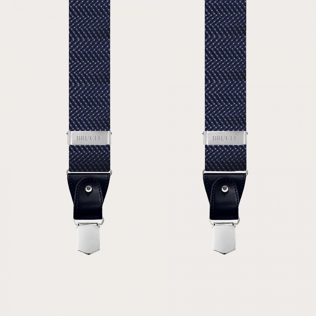 Hosenträger aus seide mit gepunktetes blaues Muster