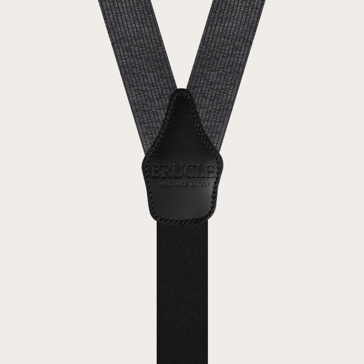 BRUCLE Men's suspenders in pure black melange silk