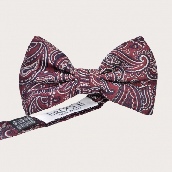 Papillon bambino ragazzo paisley rosso bordeaux