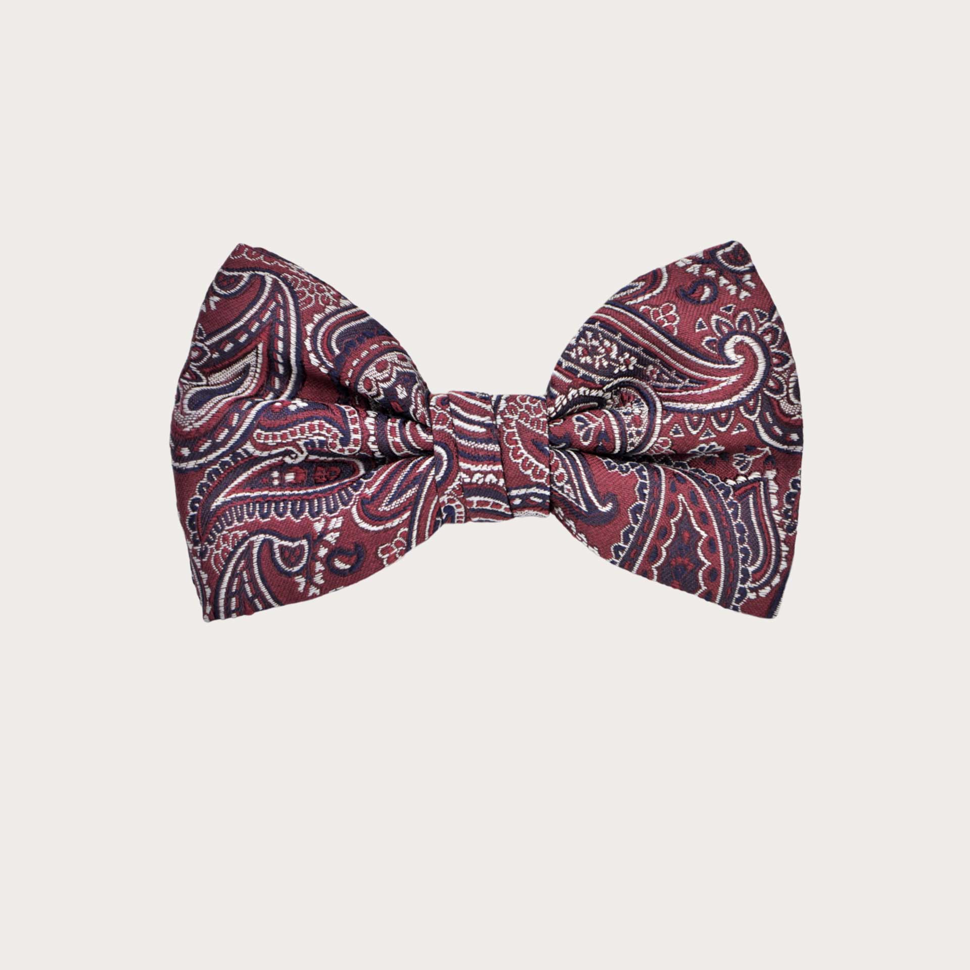 Papillon bambino ragazzo paisley rosso bordeaux