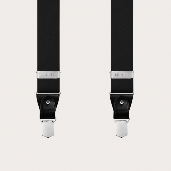 Schwarzer Hosenträger aus Seidensatin mit doppeltem Verwendungszweck