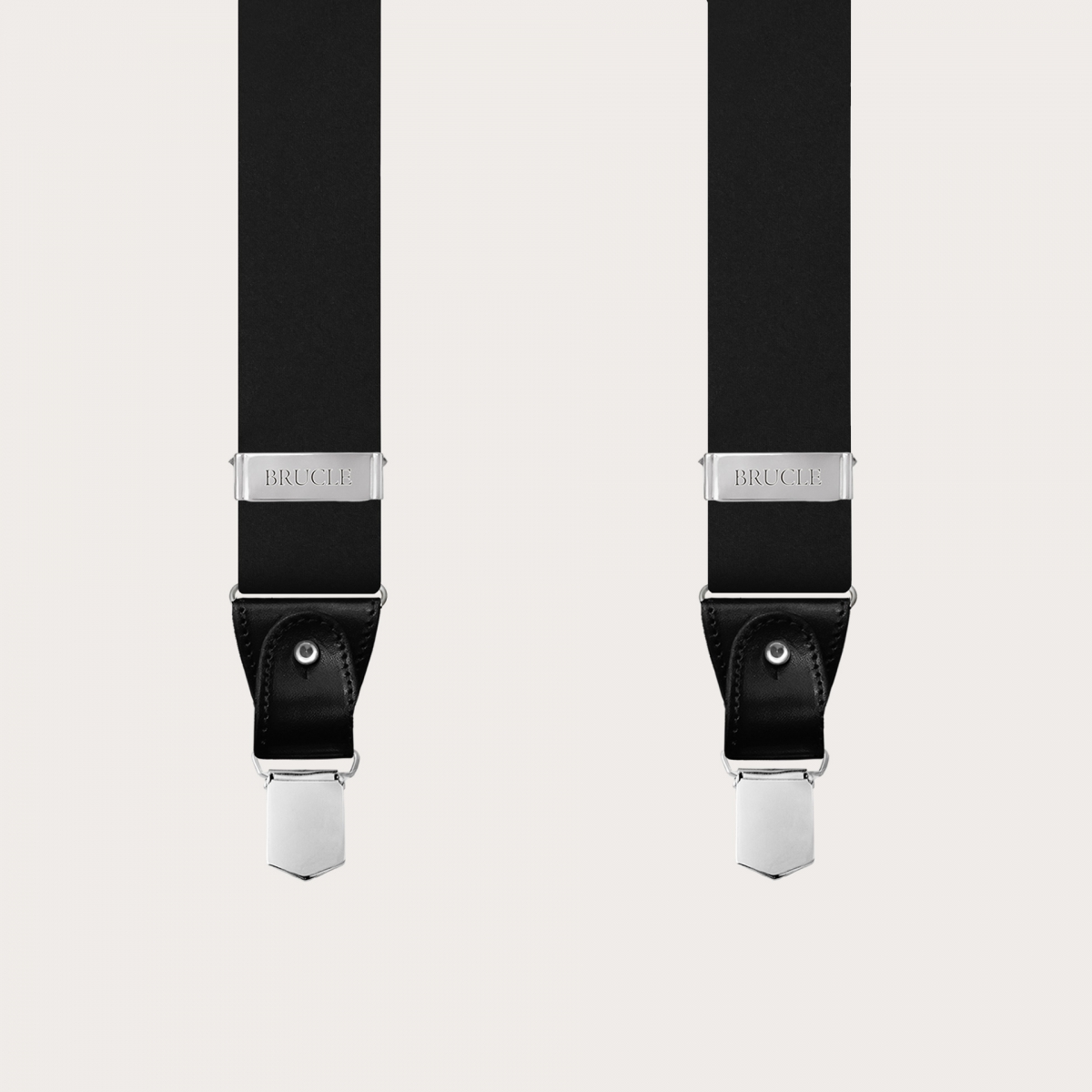 Schwarzer Hosenträger aus Seidensatin mit doppeltem Verwendungszweck