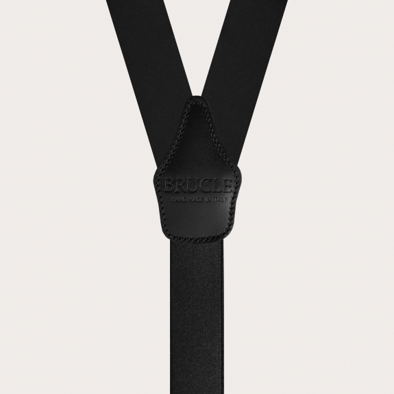 BRUCLE Black silk satin formal suspenders
