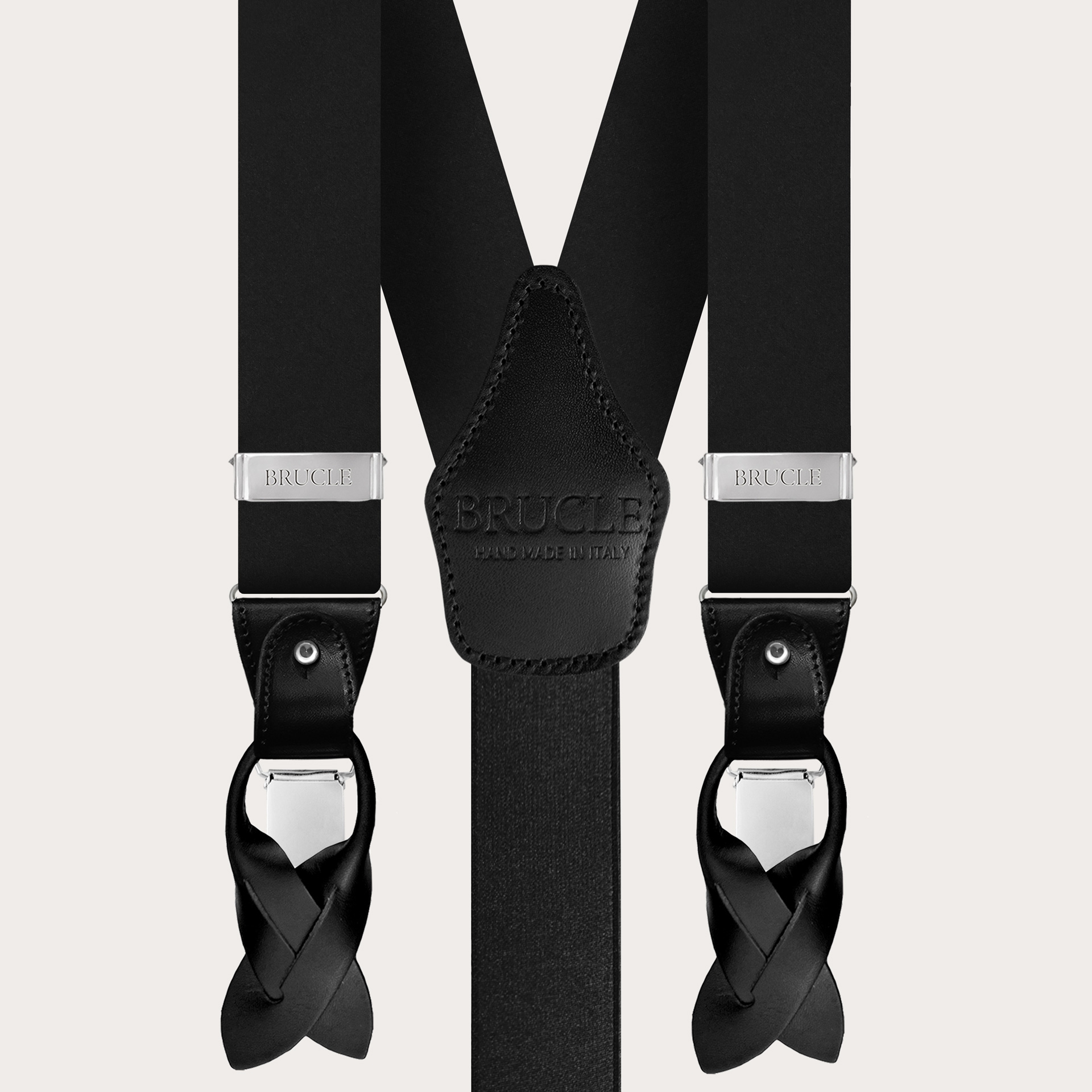 Men's black silk suspenders