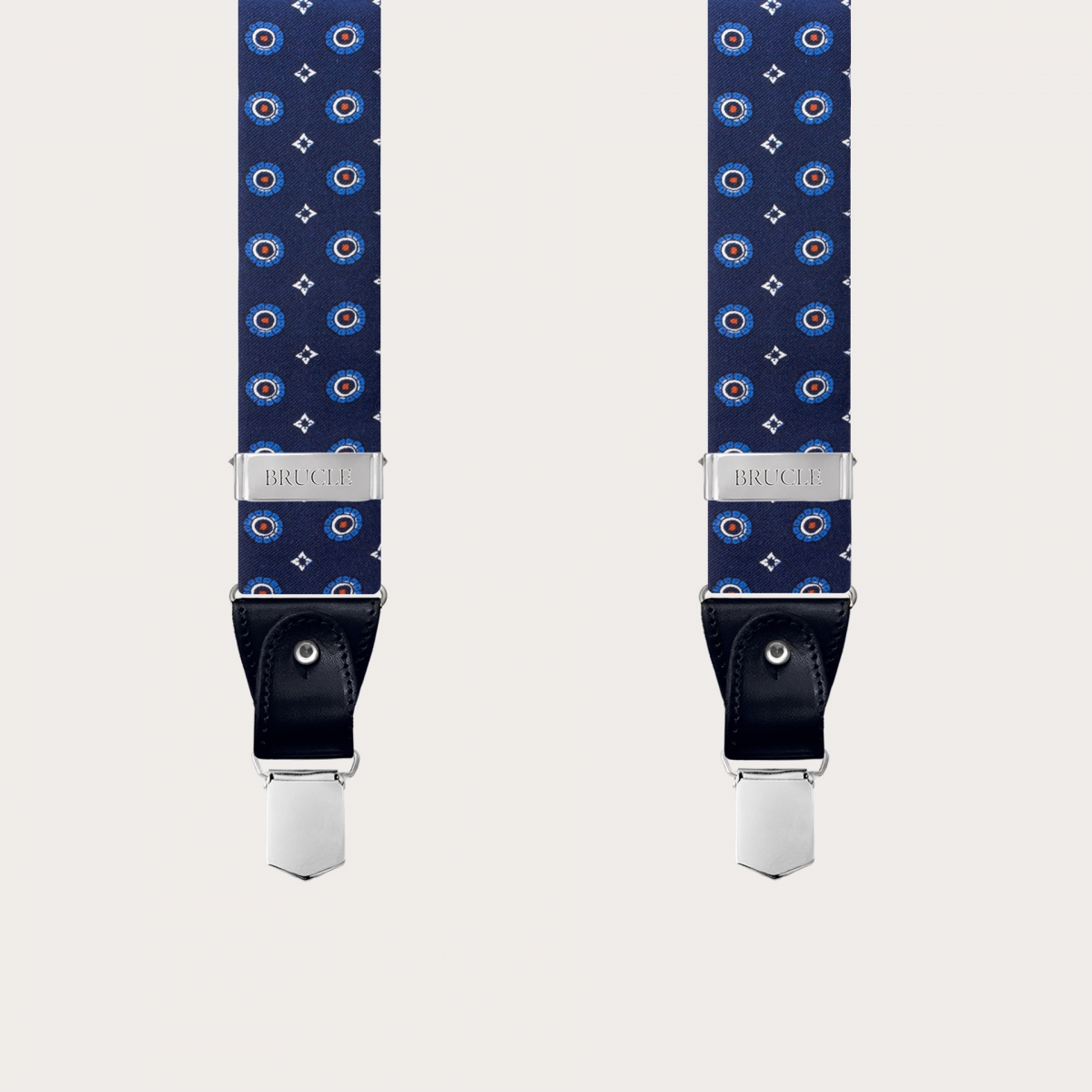 Elegantes tirantes de seda azul para hombre con diseño floral