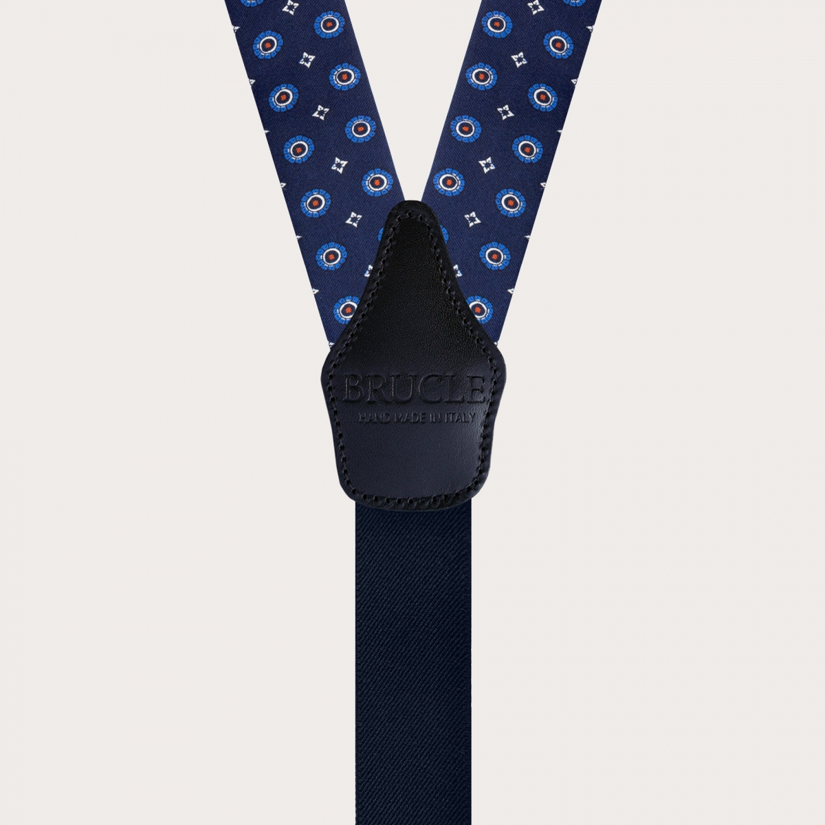 Elegant Men's Blue Silk Suspenders with Floral Design