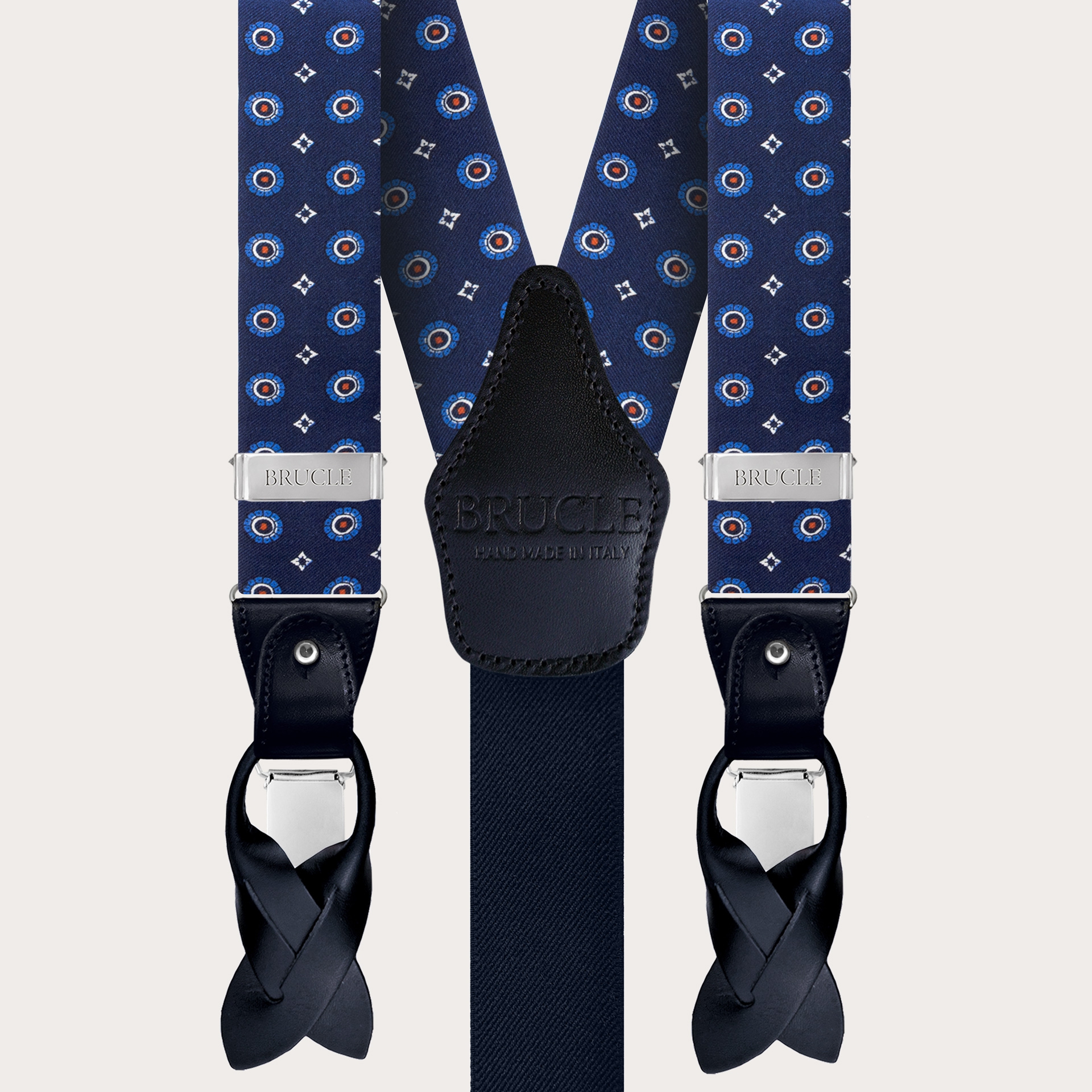 Elegantes tirantes de seda azul para hombre con diseño floral