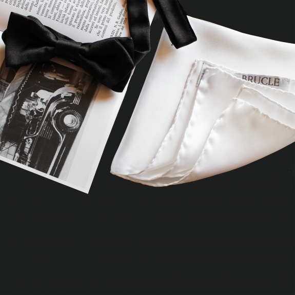 BRUCLE Bow tie and pocket square in silk for tuxedo