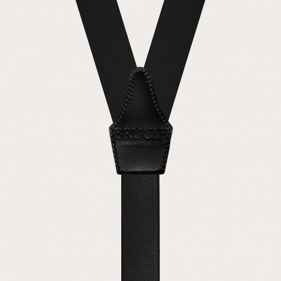 BRUCLE Suspenders in silk satin with buttonholes, black