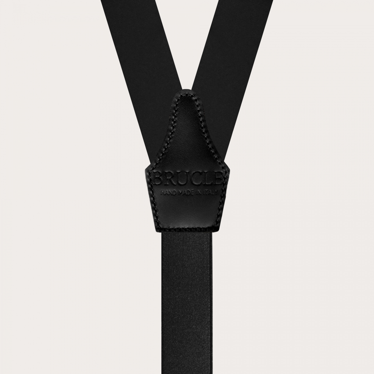 BRUCLE Hosenträger aus Seidensatin mit Knopflöchern, schwarz