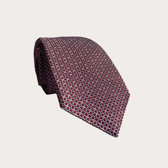 BRUCLE Jacquard silk necktie, burgundy pattern with blue accents
