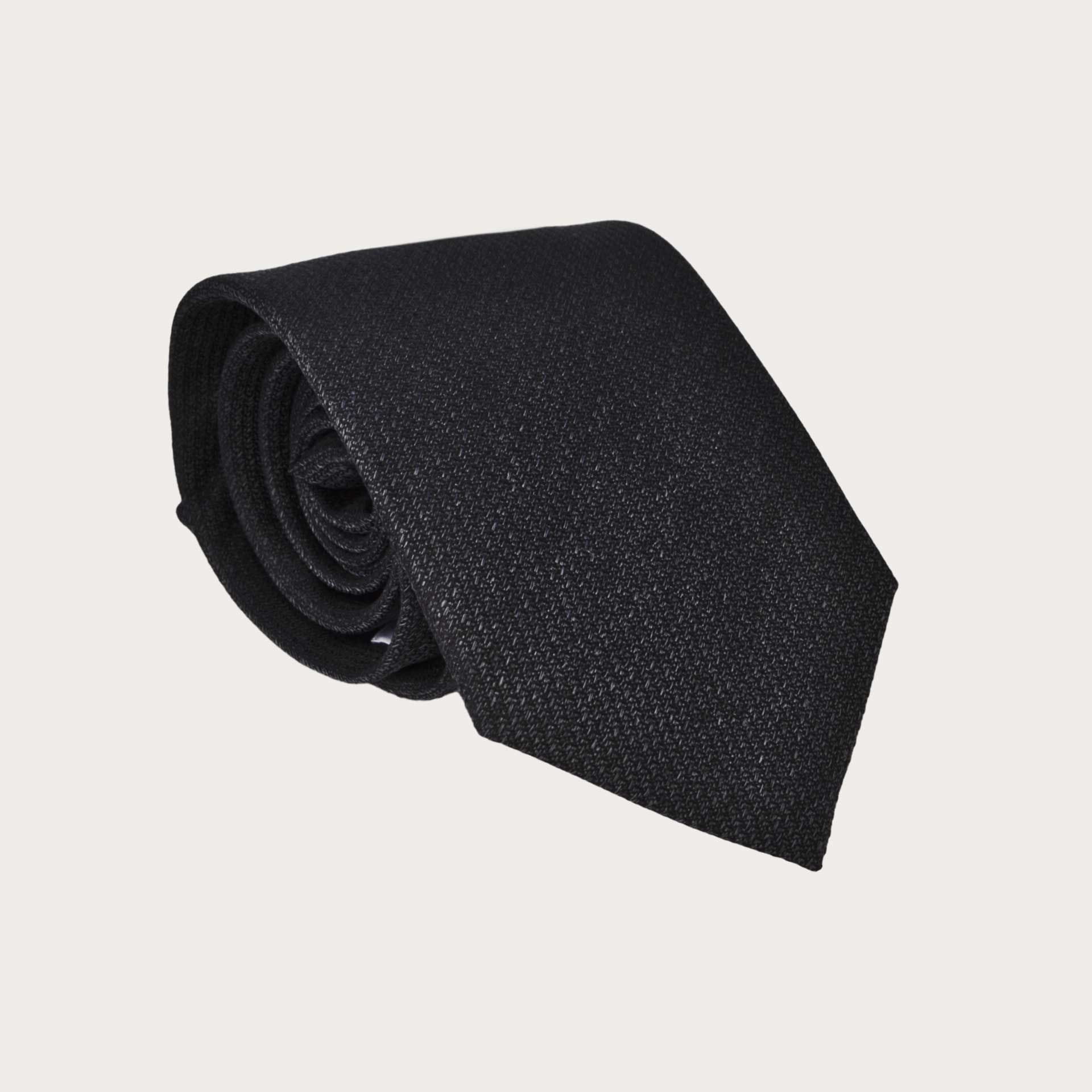 BRUCLE Elegant melange black silk tie