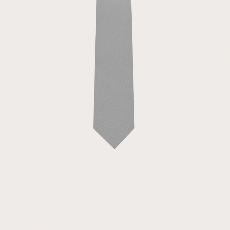 Corbata de seda gris para niños y adolescentes