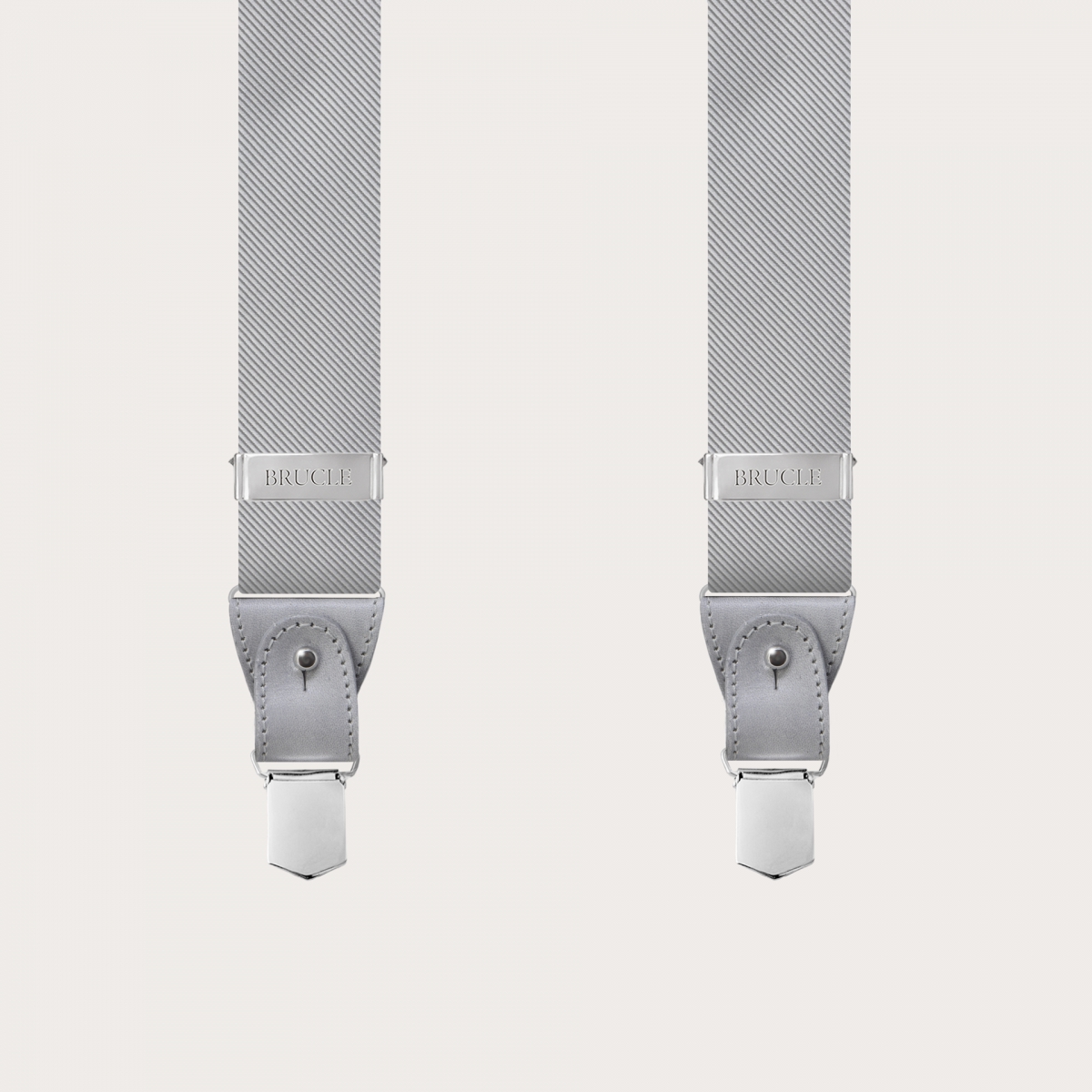 BRUCLE Men's suspenders in grey jacquard silk