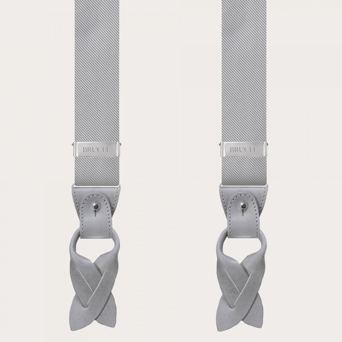 BRUCLE Men's suspenders in grey jacquard silk