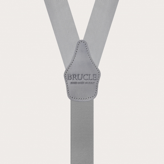 BRUCLE Men's suspenders in grey jacquard silk