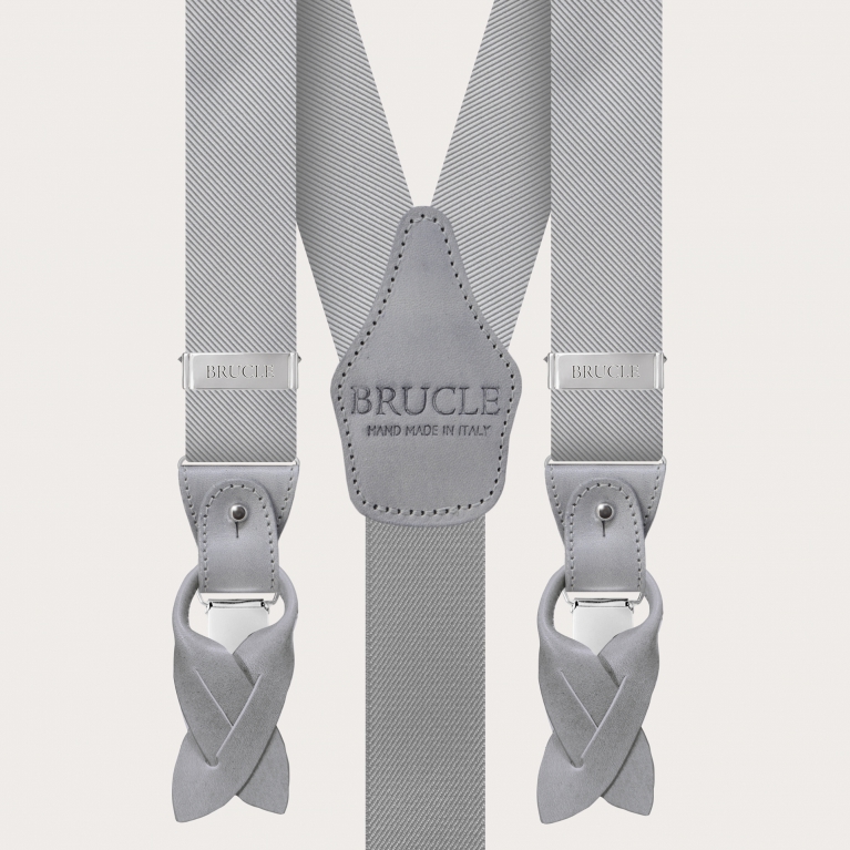 Bretelles pour hommes en soie grise
