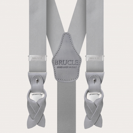 Men's suspenders in grey jacquard silk
