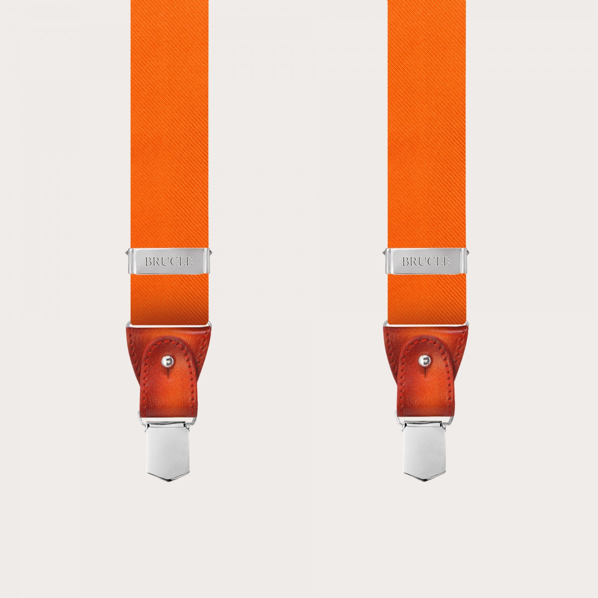 Bretelles homme orange en soie sans nickel