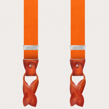 Men's suspenders in orange jacquard silk