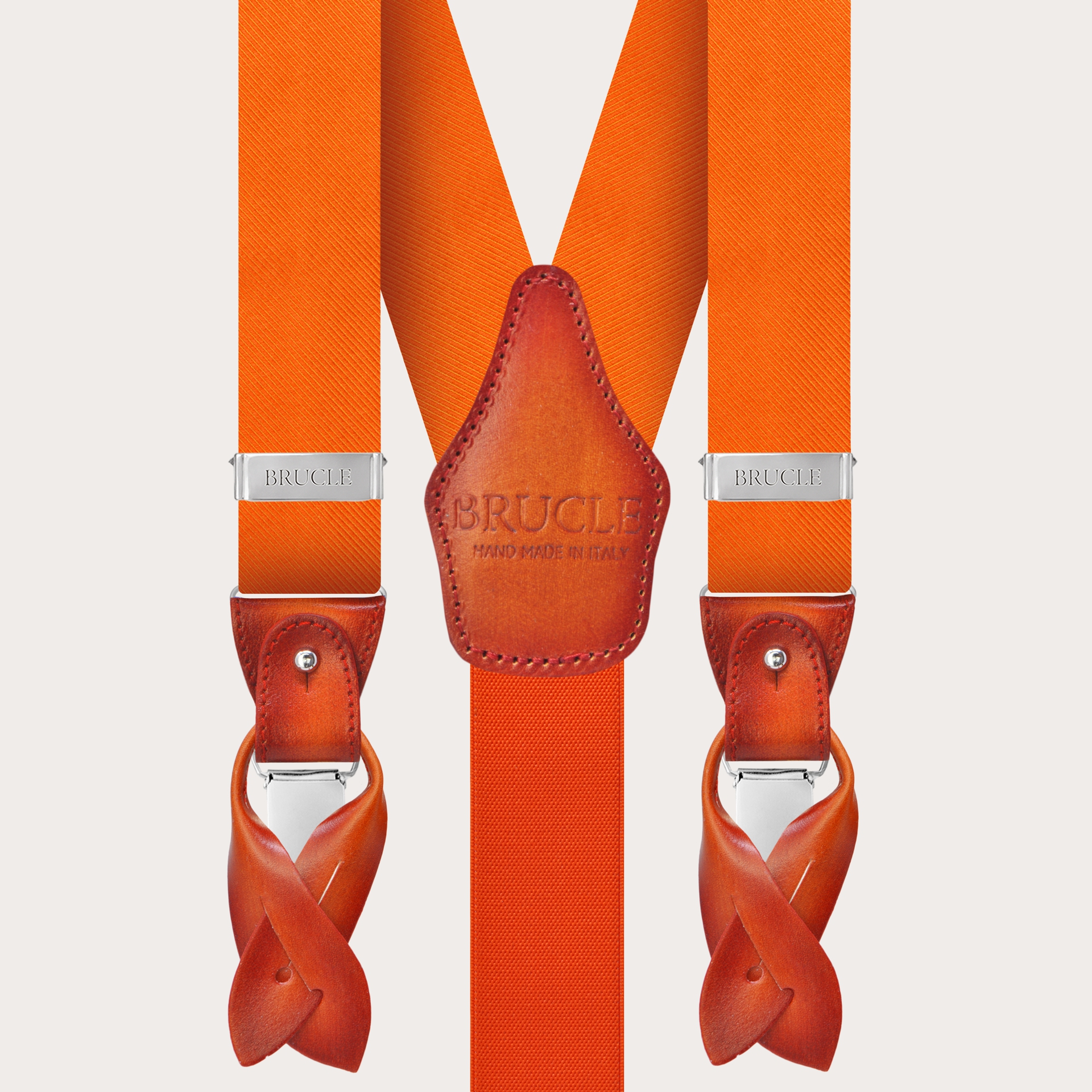 Men's suspenders in orange jacquard silk