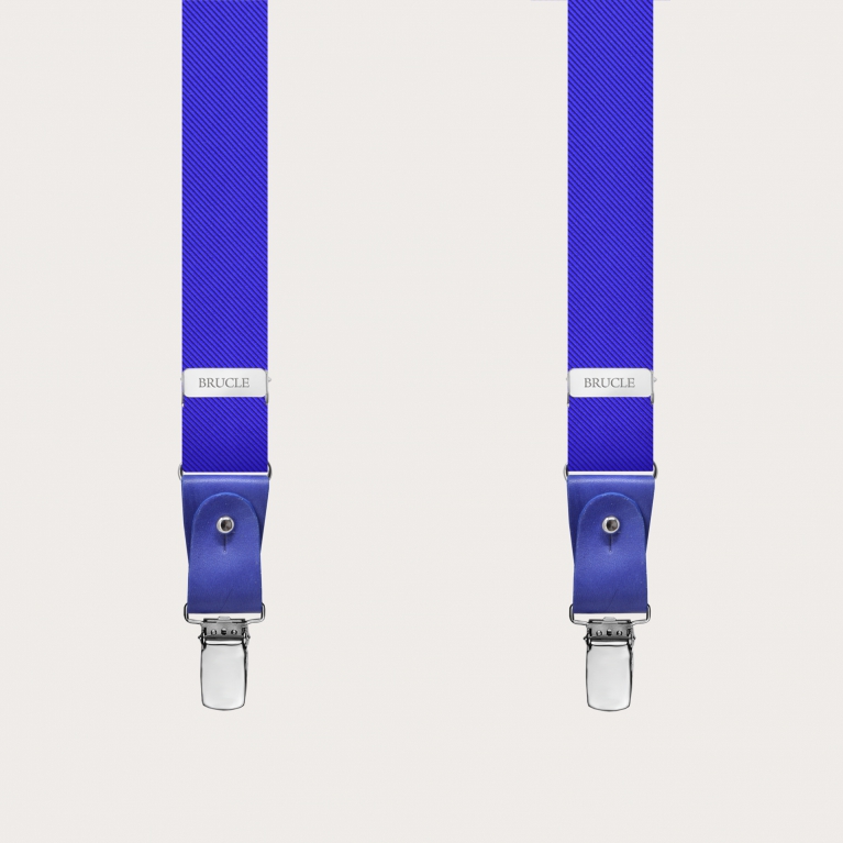Original narrow royal blue silk suspenders