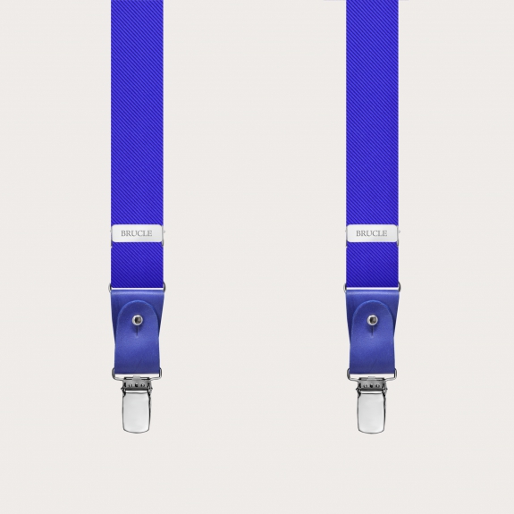 Original narrow royal blue silk suspenders