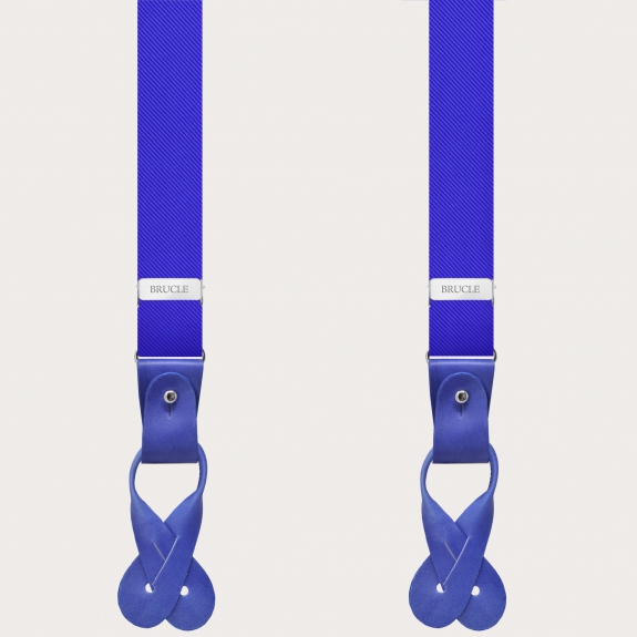 Original narrow royal blue silk suspenders