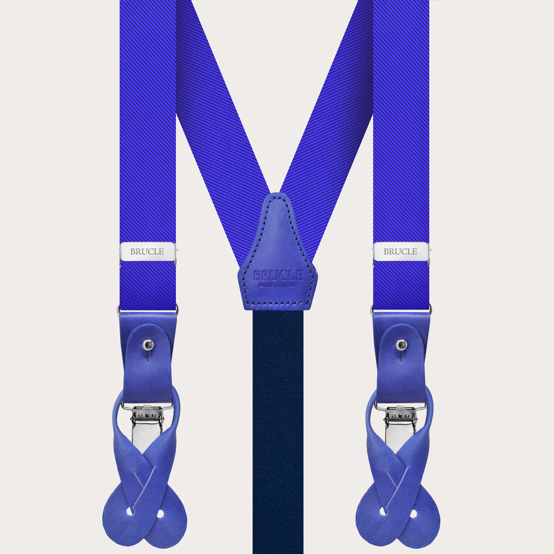 Original narrow royal blue silk suspenders