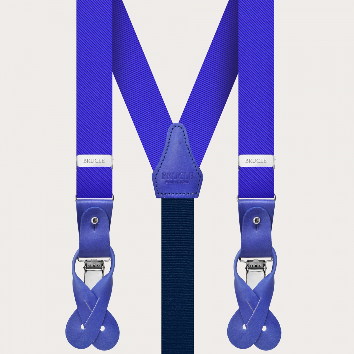 Original narrow royal blue silk suspenders