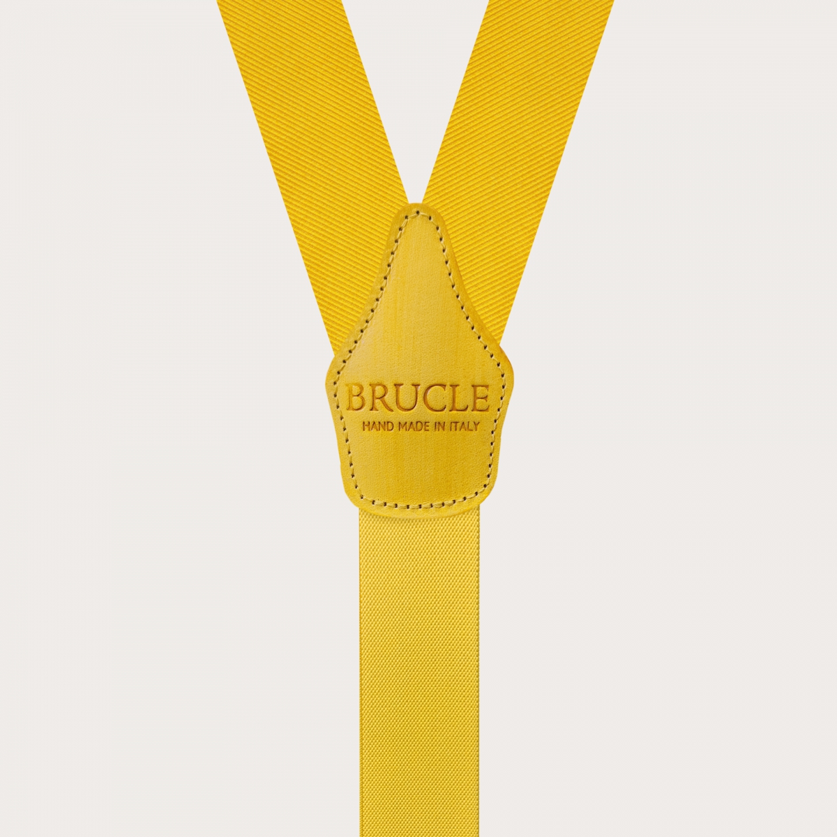 Yellow silk suspenders for men