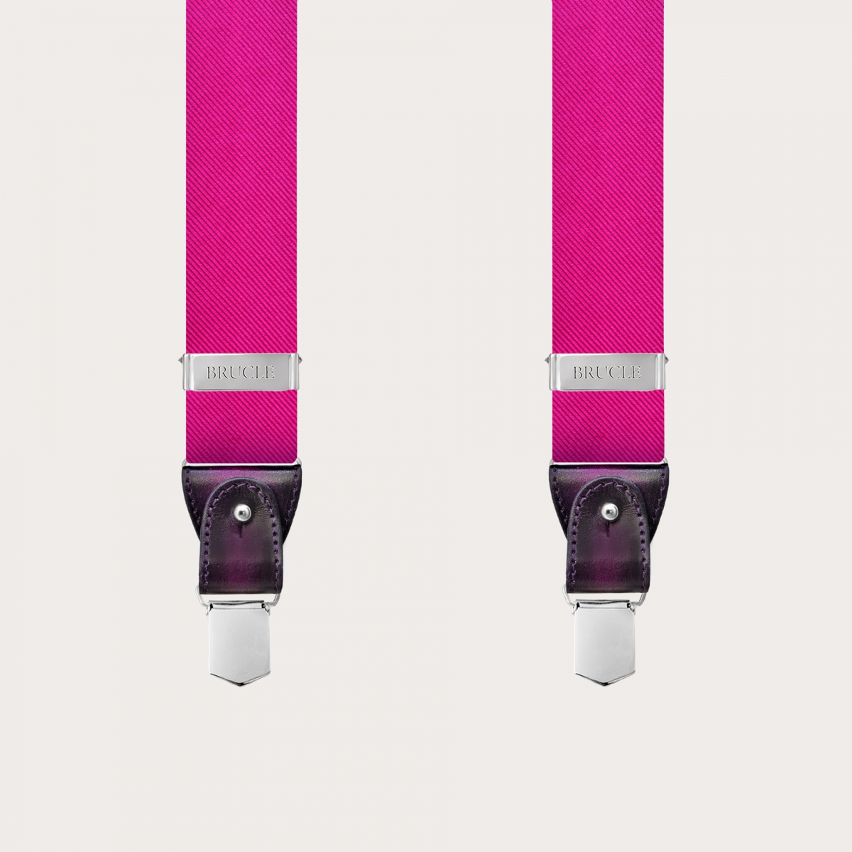 Bretelles larges en soie fuchsia sans nickel