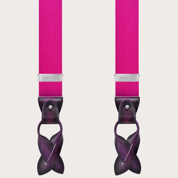 Bretelles larges en soie fuchsia sans nickel