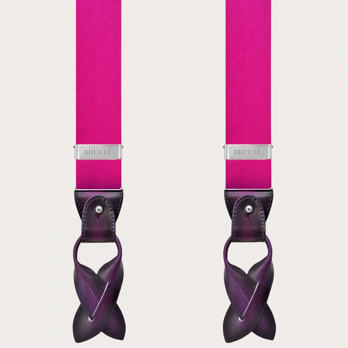 Bretelles larges en soie fuchsia sans nickel