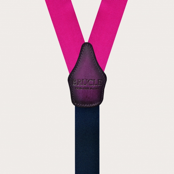 Bretelles larges en soie fuchsia sans nickel