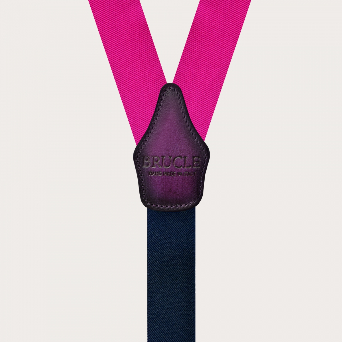 Bretelles larges en soie fuchsia sans nickel