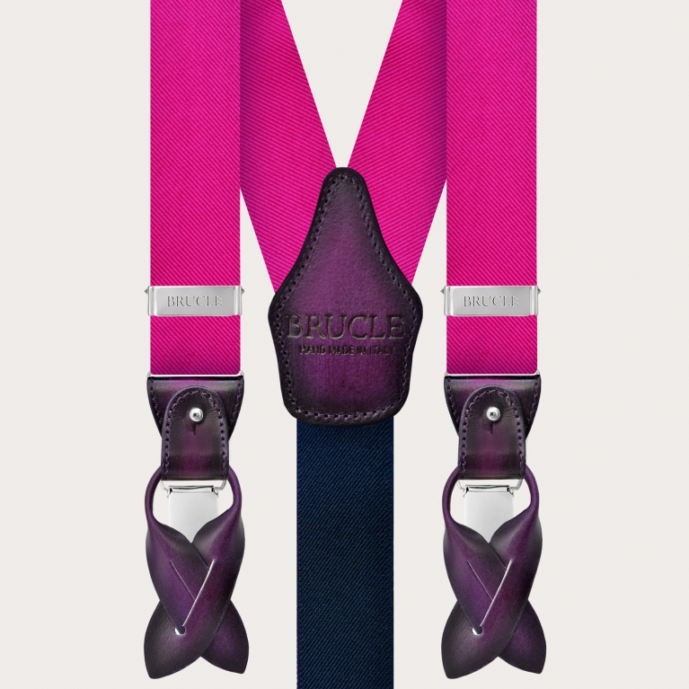 Fuchsia silk men's suspenders