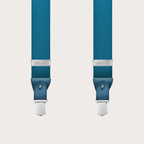 Bretelles homme larges en soie, vert pétrole