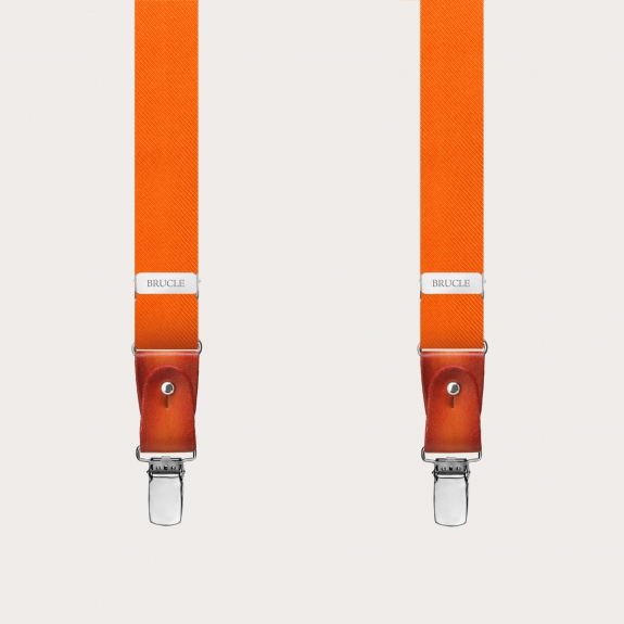 Original narrow orange silk suspenders