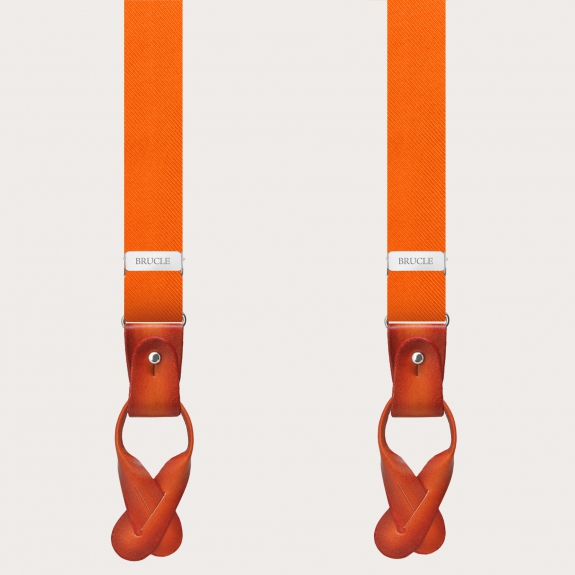 Original narrow orange silk suspenders