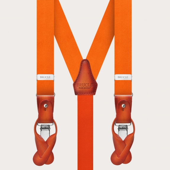 Original narrow orange silk suspenders